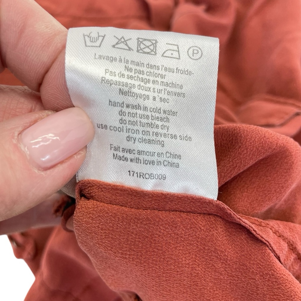 Sézane Silk Shirt Dress 34 Rust/Orange - Picture 9 of 15